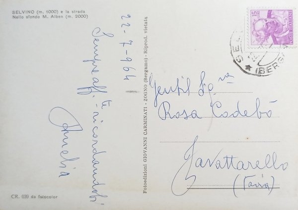 Cartolina - Selvino e la Strada - Nello sfondo M. …