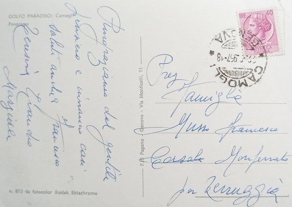 Cartolina - Golfo Paradiso - Camogli - Panorama - 1957