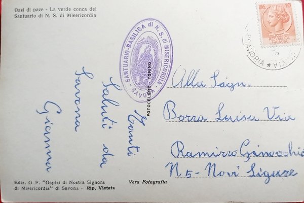 Cartolina - Santuario di Savona - Oasi di Pace - …