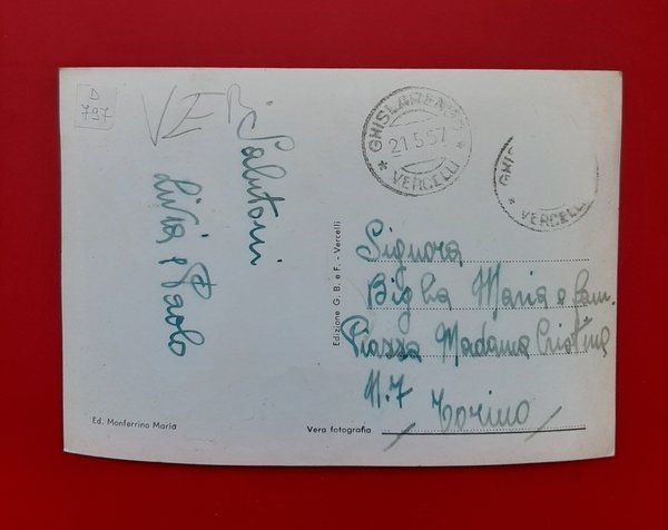 Cartolina Ghislarengo - Piazza Umberto I - 1957