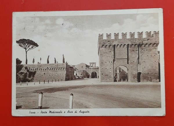 Cartolina Fano - Porta Medioevale e Arco di Augusto - …