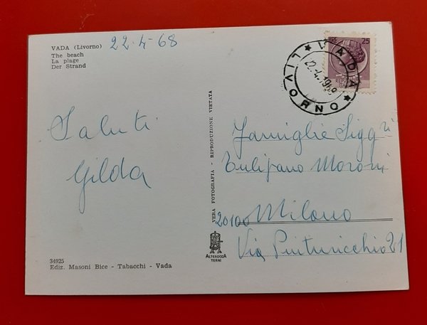 Cartolina Vada ( Livorno ) - La Spiaggia - 1968
