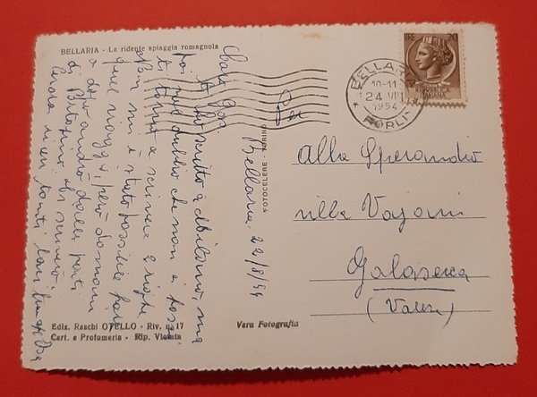 Cartolina Bellaria - Visione della Spiaggia - 1954