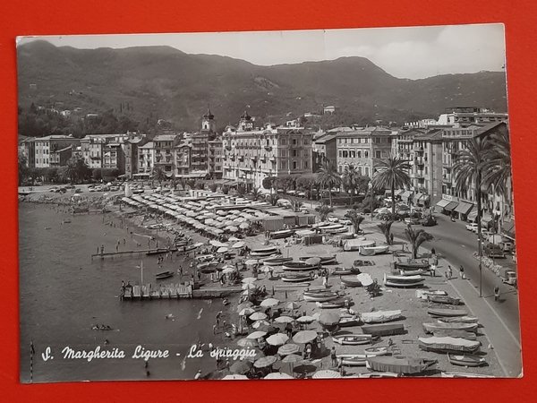 Cartolina S. Margherita Ligure - La Spiaggia - 1960