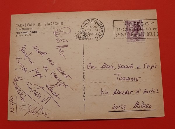 Cartolina Carnevale di Viareggio - Corso Mascherato - 1968