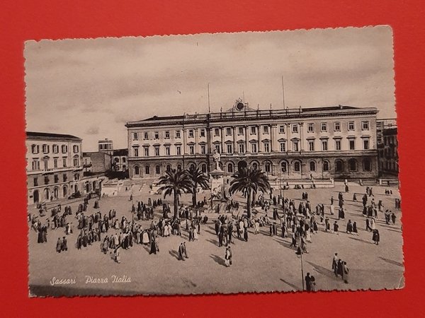 Cartolina Sassari - Piazza Italia - 1950