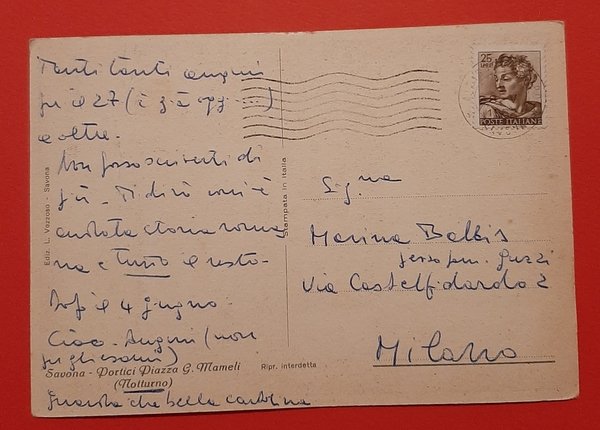 Cartolina Savona - Portici Piazza G. Mameli - Notturno - …