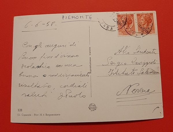 Cartolina Borgomanero - Ponte Nuovo e Corso Sempione - 1958