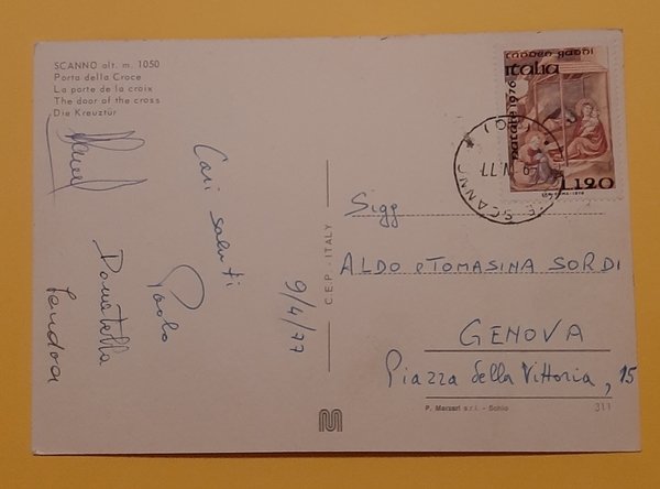 Cartolina Scanno m. 1050 - Porta della Croce - 1977