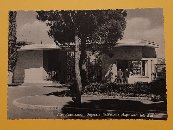 Cartolina Chianciano Terme - Ingresso Stabilimento Acquasanta - 1955