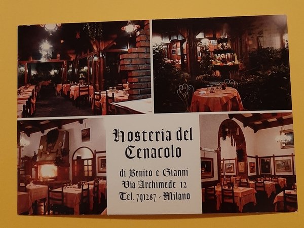 Cartolina Osteria del Cenacolo - Grande giardino interno - 1980