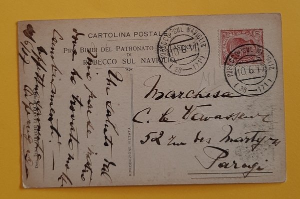 Cartolina Villa della Contessa Teresa Confalonieri Bigli - 1917