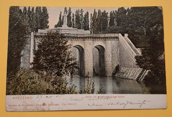 Cartolina Avezzano - Incile nel Prosciugato Lago Fucino - 1900 | Immagine principale