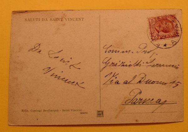Cartolina Saint Vincent - Funicolare - 1928