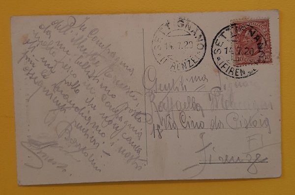 Cartolina Settignano - Monumento Desiderio da Settignano - 1920