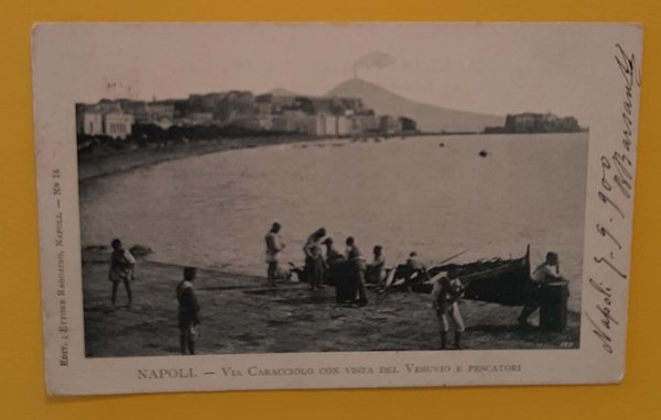 Cartolina Napoli - Via Caracciolo con vista del Vesuvio - …