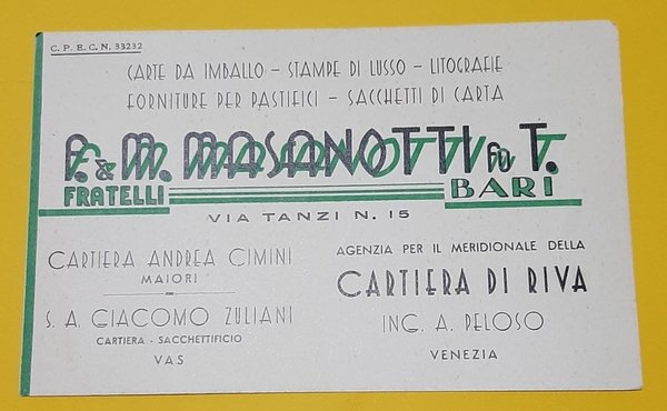 Cartolina F. M. Masanotti fu T. - Carte da Imballo …