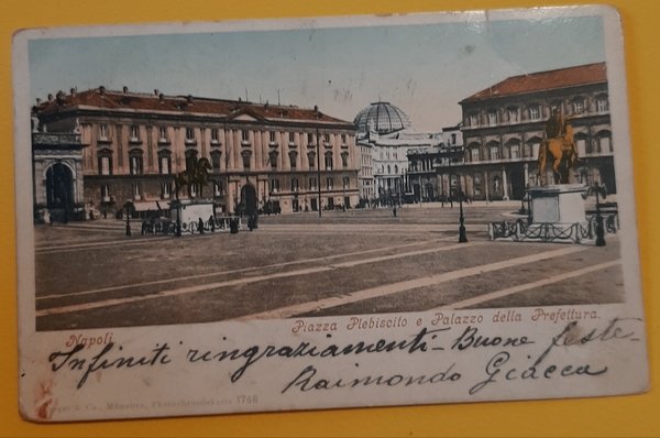 Cartolina Napoli - Piazza Plebiscito e Palazzo della Prefettura - …