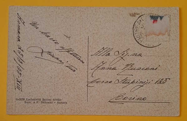 Cartolina Asmara - Circolo Ufficiale - 1935