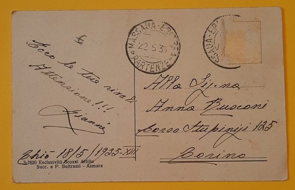 Cartolina Asmara - Fantasie di ragazze abissine - 1935