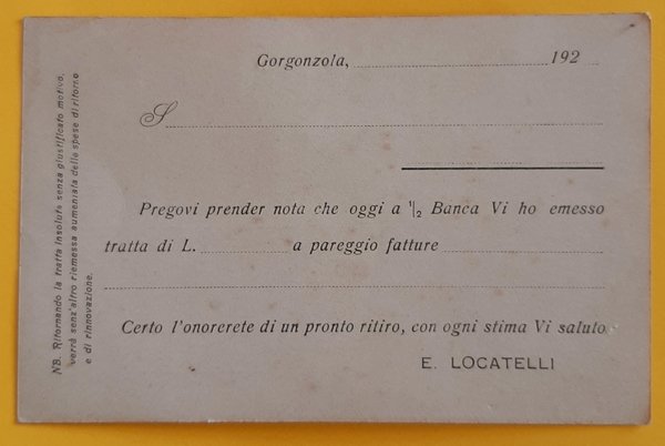 Cartolina Ditta E. Locatelli - Gorgonzola - 1920