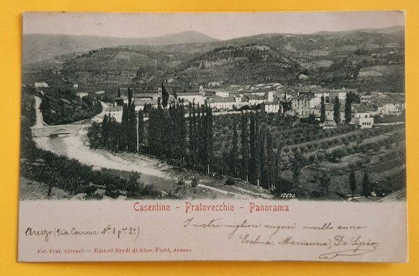 Cartolina Casentino - Pratovecchio - Panorama - 1905