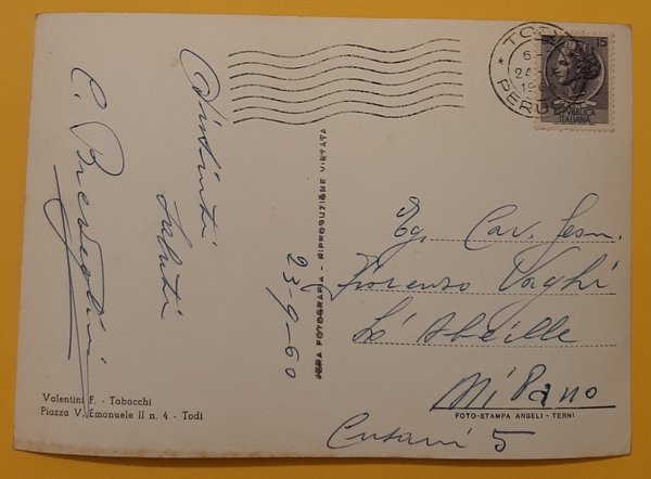 Cartolina Todi - Panorama da Porta Romana - 1960