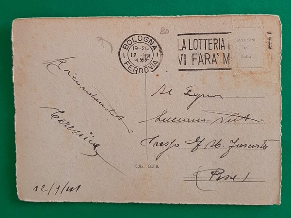 Cartolina Bologna - Palazzo Re Enzo - 1941