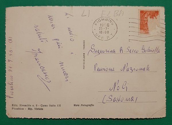 Cartolina Piombino - Corso Italia - 1956