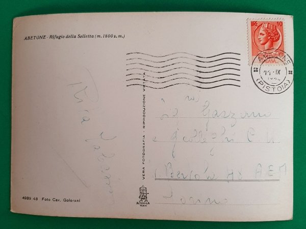 Cartolina Abetone - Rifugio della Selletta - 1954