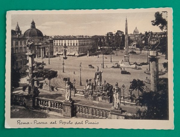 Cartolina Roma - Piazza del Popolo dal Pincio - 1937