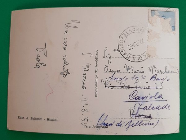 Cartolina Repubblica di S. Marino dall' aereo - 1952