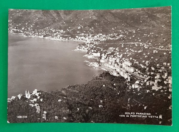 Cartolina Golfo Paradiso visto da Portofino Vetta - 1958