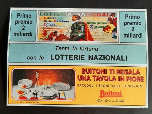 Cartolina Lotteria Nazionale - Giostra della Quintana Foligno - 1980