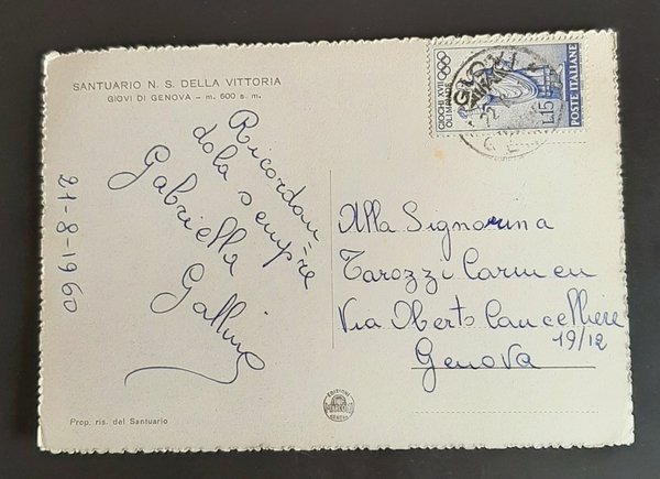 Cartolina Santuario N. S. Della Vittoria - Giovi di Genova …