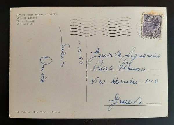 Cartolina Loano - Piazzale Mazzini - Riviera delle Palme - …