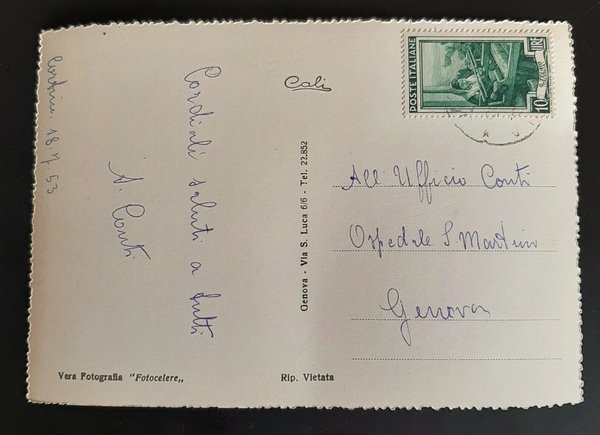 Cartolina Cortino di Casella - 1953