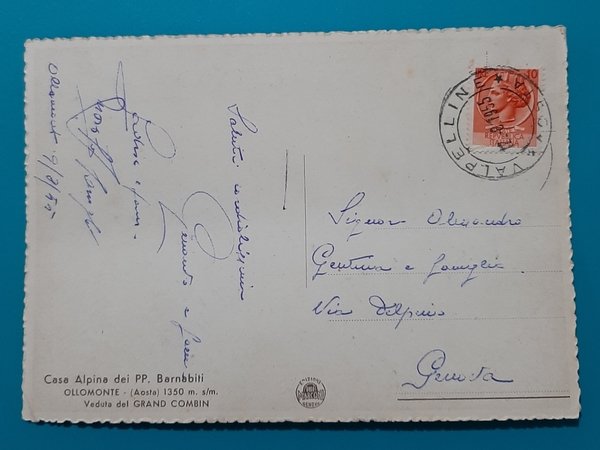 Cartolina Alpina dei PP. Barnabiti - Ollomonte - Aosta - …