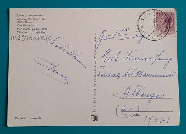 Cartolina Saluti da Cardona - Scorcio Panoramico - Villa Rossi …