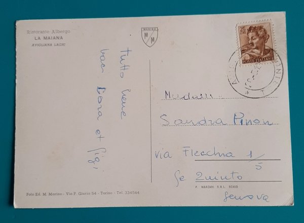 Cartolina Ristorante Albergo La Maiana - Avigliana Laghi - 1968