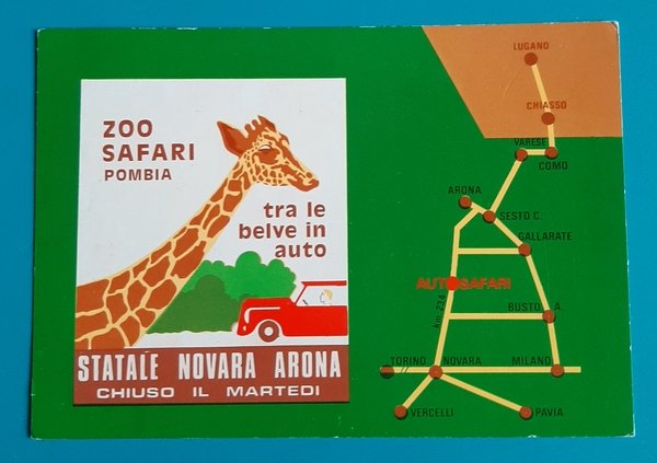 Cartolina Zoo Safari - Pombia - Novara - 1970