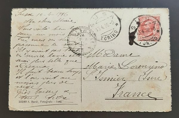 Cartolina Susa - Il Castello - 1916