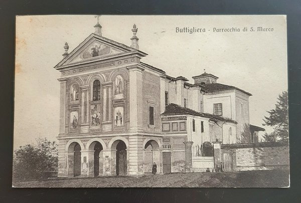 Cartolina Buttigliera - Parrocchia di S. Marco - 1916