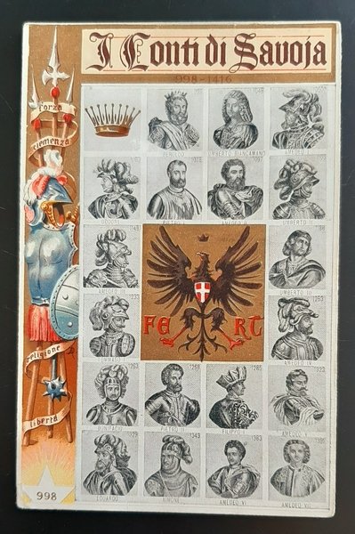 Cartolina I Conti di Savoia - Forza Clemenza Religione Liberta …