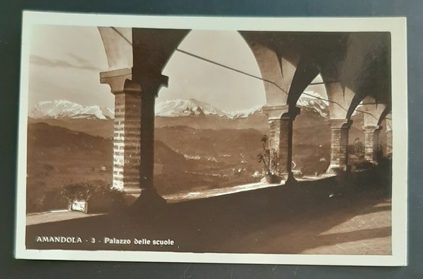 Cartolina Amandola - Palazzo delle Scuole - 1935