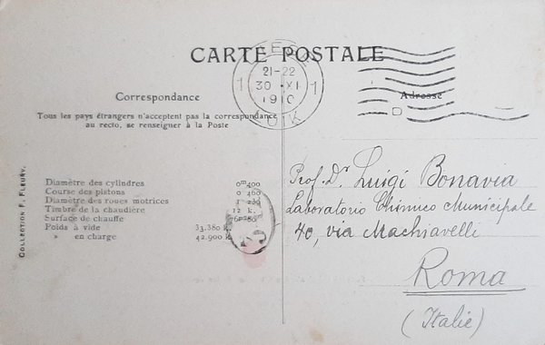 Cartolina Ferrovie - Les Locomotives - Locomotive Tender a 6 …