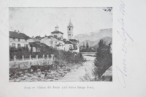 Cartolina Susa - Chiesa del Ponte ( dal corso Lungo …