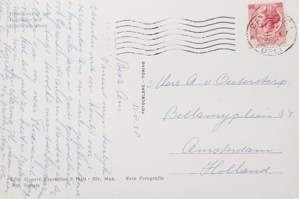 Cartolina Cattolica - Alberghi sul mare - 1958