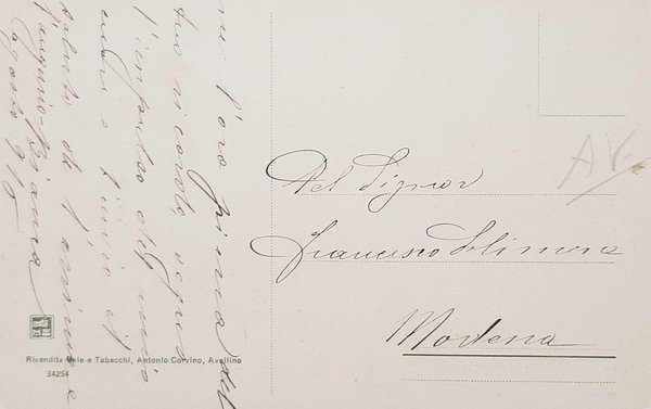 Cartolina Avellino - Casa Comunale e via Mancini - 1918