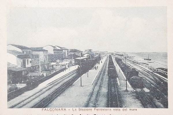 Cartolina Falconara - La Stazione Ferroviaria vista dal mare - …